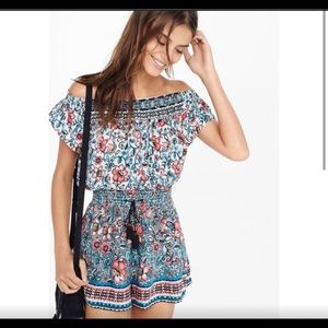 Express off the shoulder floral romper
